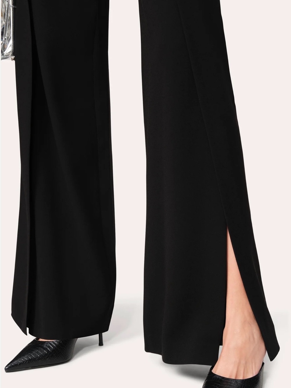 Elie Tahari Black Wide-Leg Side-Slit Trousers | Size 6